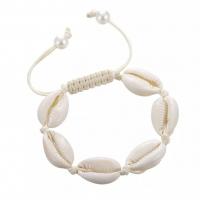 Freshwater Shell Bracelet, Korean Waxed Cord, with Shell, plated, Bohemian style & adjustable & for woman Approx 18-32 cm 
