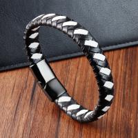 PU Leather Cord Bracelets, with 304 Stainless Steel, polished, for man cm 