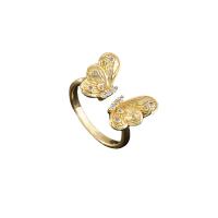 Zirkonia Messing Finger Ring, Schmetterling, plattiert, verschiedene Stile für Wahl & Micro pave Zirkonia & für Frau & Emaille, keine, Innendurchmesser:ca. 17mm, verkauft von PC
