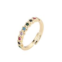 Zirkonia Messing Finger Ring, goldfarben plattiert, Unterschiedliche Form zur Auswahl & Micro pave Zirkonia & für Frau & Emaille, keine, Innendurchmesser:ca. 17mm, verkauft von PC