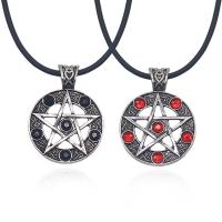 Zinc Alloy Necklace, with 2inch extender chain, pentagram, plated, Unisex & with rhinestone & hollow Approx 17.3 Inch 