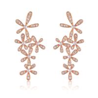 Cubic Zircon Brass Earring, with Plastic Pearl, Flower, plated, micro pave cubic zirconia & for woman 