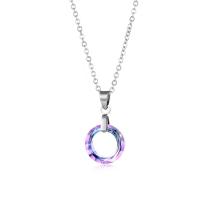 Stainless Steel Jewelry Necklace, 304 Stainless Steel, with Crystal, with 2inch extender chain, Donut, cross chain & for woman & hollow Approx 17.7 Inch 