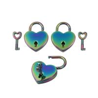 Mode-Bag-Lock, Zinklegierung, Herz, Öldichtung, für Frau, farbenfroh, 30x39mm, 23.5mm, verkauft von PC