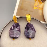 Acrylic Drop Earring, Brass, with Acrylic, 18K gold plated, fashion jewelry & for woman, purple 