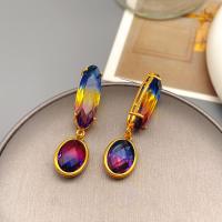 Crystal Drop Earring, Brass, with Crystal, 18K gold plated, fashion jewelry & for woman 