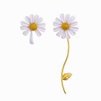 Asymmetric Earrings, Brass, Chrysamthemum, gold color plated, fashion jewelry & for woman, white, 89mm,26mm 