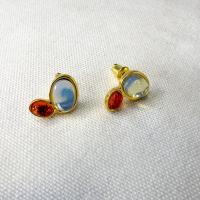 Boucle d'oreille goutte en verre coloré, laiton, avec chalumeau, Plaqué or 18K, bijoux de mode & pour femme Vendu par paire