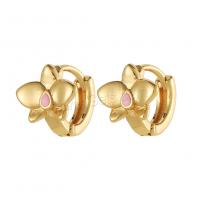 Brass Huggie Hoop Earring, real gold plated, fashion jewelry & for woman & enamel 