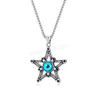 Evil Eye Jewelry Necklace, 304 Stainless Steel, with Glass, Star, polished, fashion jewelry & evil eye pattern & for man, two different colored, nickel, lead & cadmium free 