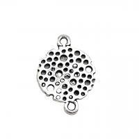 Zinc Alloy Charm Connector, Flat Round, antique silver color plated, vintage & DIY & 1/1 loop & hollow Approx 