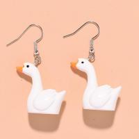 Resin Drop Earring, with Zinc Alloy, Swan, handmade, fashion jewelry & for woman, 19*49mm, Approx 