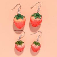 Resin Drop Earring, Strawberry, handmade, fashion jewelry & for woman, Approx 
