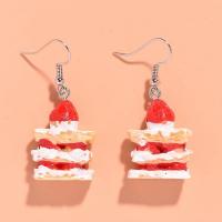 Resin Drop Earring, with Zinc Alloy, Cake, handmade, fashion jewelry & for woman, 19*45mm, Approx 
