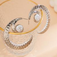 Zinc Alloy Stud Earring, with Plastic Pearl, platinum color plated, fashion jewelry & for woman, 49*59mm 