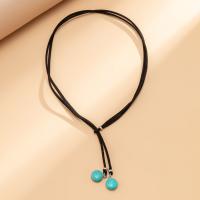 Turquoise Jewelry Necklace, Velveteen, with turquoise, handmade, fashion jewelry & for woman, black Approx 17.7 Inch 