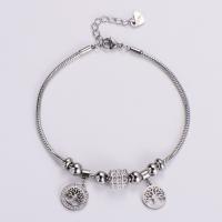 Stainless Steel Charm Bracelet, 316L Stainless Steel, with 1.18inch extender chain, fashion jewelry & for woman & with rhinestone 2mm Approx 6.89 Inch 