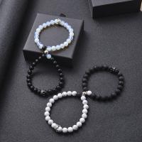 Gemstone Couple Bracelet, with Magnet, Crown, 2 pieces & Unisex & micro pave cubic zirconia, 8mm Approx 6.6-8.2 Inch 