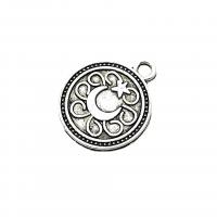 Zinc Alloy Jewelry Pendants, Flat Round, antique silver color plated, DIY Approx 2mm, Approx 