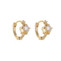 Cubic Zirconia Micro Pave Brass Earring, gold color plated & micro pave cubic zirconia & for woman, 13-18.8mm 