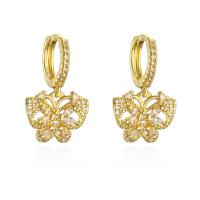 Cubic Zirconia Micro Pave Brass Earring, real gold plated & micro pave cubic zirconia & for woman 