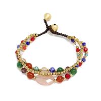 Crystal Bracelets, with Natural Stone & Brass, random style & Bohemian style & for woman Approx 7.3 Inch 