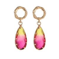 Cubic Zircon Brass Earring, Teardrop, gold color plated, fashion jewelry & micro pave cubic zirconia & for woman 