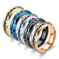 Нержавеющая сталь Rhinestone палец кольцо, Нержавеющая сталь 304, вакуумное ионное покрытие, Мужская & разный размер для выбора & со стразами, Много цветов для выбора продается PC