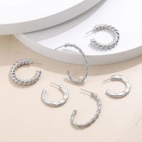 Zinc Alloy Stud Earring, silver color plated, 6 pieces & fashion jewelry & for woman 