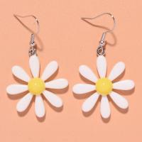 Resin Zinc Alloy Earring, with Zinc Alloy, Flower, fashion jewelry & for woman & enamel, white, 27mm, Approx 