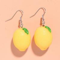 Resin Drop Earring, Lemon, handmade, fashion jewelry & for woman, 20*50mm, Approx 