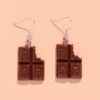 Resin Drop Earring, Chocolate, handmade, fashion jewelry & for woman, 19*48mm, Approx 