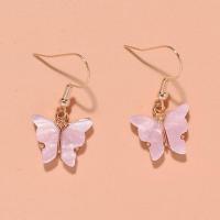 Acrylic Drop Earring, with Zinc Alloy, Butterfly, fashion jewelry & for woman, pink, 15*15mm,30mm, Approx 
