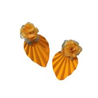 Modische und Kreative Schmuck Ohrring, Zinklegierung, mit Stoff, Einbrennlack, Modeschmuck & für Frau, orange, 42x80mm, verkauft von Paar