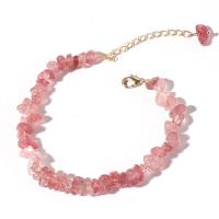 Bracelets quartz, Strawberry Quartz, avec améthyste, avec 2.56inch chaînes de rallonge, bijoux de mode & pour femme Environ 6.69 pouce, Vendu par brin