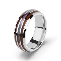 Stainless Steel Finger Ring, 304 Stainless Steel, with Shell, fashion jewelry & for man, 8mm 