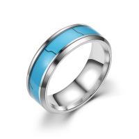 Turquoise Finger Ring, 304 Stainless Steel, with turquoise, Unisex & enamel, 8mm 