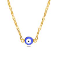 Evil Eye Jewelry Necklace, 304 Stainless Steel, with 1.97inch extender chain, Vacuum Ion Plating, fashion jewelry & for woman & enamel, golden, 11mm Approx 15.7 Inch 