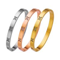 Titanium Steel Bracelet & Bangle, Donut, Vacuum Ion Plating, for woman & with rhinestone 6mm, Inner Approx 58mm [