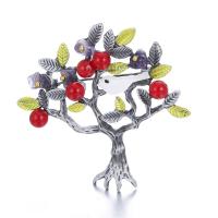Plastic Pearl Brooch, Zinc Alloy, with Plastic Pearl, Tree, plated, fashion jewelry 