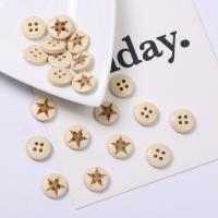 4 Hole Wood Button, Round, durable Approx 