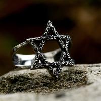 Titanium Steel Finger Ring, Hexagram, polished, vintage & for man & hollow, US Ring 