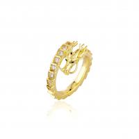 Cubic Zirconia Micro Pave Brass Finger Ring, Dragon, plated, Unisex & adjustable & micro pave cubic zirconia 