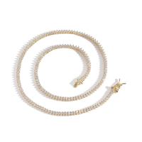 Cubic Zircon Micro Pave Brass Necklace, plated & micro pave cubic zirconia & for woman, 2mm 