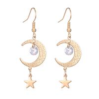 Zinc Alloy Rhinestone Drop Earring, Moon and Star, gold color plated, fashion jewelry & for woman & with rhinestone 