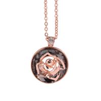 Zinc Alloy Sweater Chain Necklace, rose gold color plated, fashion jewelry & for woman & with rhinestone, 38mm Approx 75 cm 