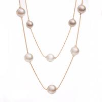 Mode-Multi-Layer-Halskette, Zinklegierung, mit Kunststoff Perlen, plattiert, Doppelschicht & Modeschmuck & für Frau, keine, Länge:ca. 65 cm, verkauft von PC