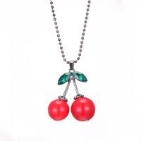 Zinc Alloy Sweater Chain Necklace, Cherry, fashion jewelry & for woman & with rhinestone Approx 65 cm 