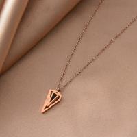 Collar de la joyería de titanio, Partículas de acero, con 5cm extender cadena, Triángulo, para mujer, color de rosa dorada, longitud:aproximado 38 cm, Vendido por UD