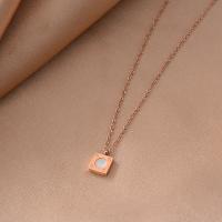 Titanium Steel Jewelry Necklace, with 5cm extender chain,  Square, fashion jewelry & for woman Approx 38 cm 